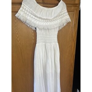 Seaspice Resort Wear White Cover Up Dress Crochet Sleeveless Off Shoulder XL Sun